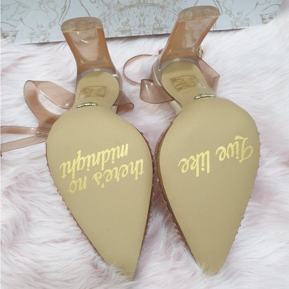 NIB ALDO x Disney Glass Slipper Heel Pump Bone Nude SZ 8.5 - Picture 5 of 8